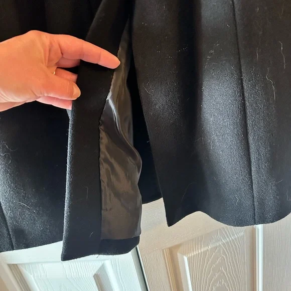 Ellen Tracy Black Pea Coat with Fur Collar - Picture 7 of 10